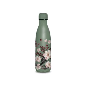Duplafalú fémkulacs 600ml- Flowery pink