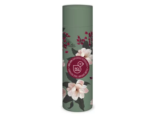Duplafalú fémkulacs 600ml- Flowery pink