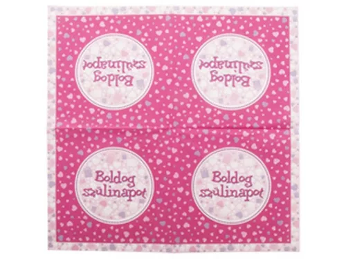 Szülinapi szalvéta 16 darabos - 33 x 33 cm, pink