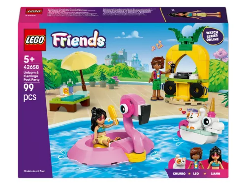 LEGO Friends 42658 Medencés buli flamingóval és egyszarvúval
