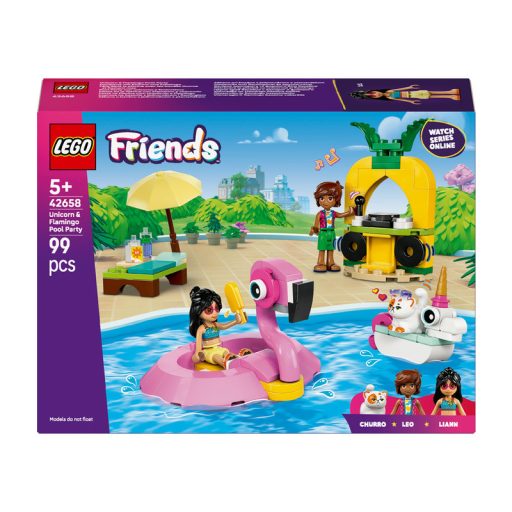 LEGO Friends 42658 Medencés buli flamingóval és egyszarvúval