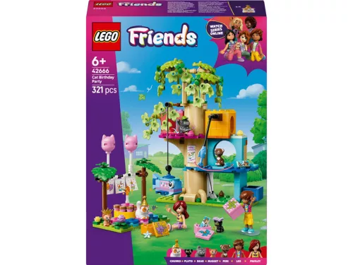 LEGO Friends 42666 Születésnapi cicazsúr és lombház cicáknak