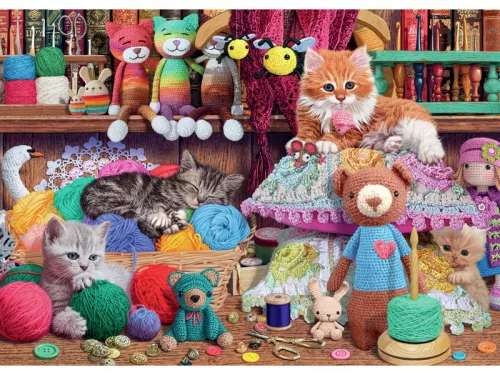 Ravensburger Puzzle 1000 db - Kötögetés cicákkal