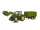 John Deere 7R 350 traktor homlokrakodóval és tandemtengelyes billenő pótkocsival