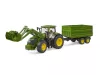 John Deere 7R 350 traktor homlokrakodóval és tandemtengelyes billenő pótkocsival