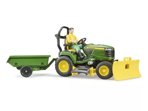 BWORLD John Deere Fűnyíró traktor pótkocsival és kertésszel