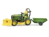 BWORLD John Deere Fűnyíró traktor pótkocsival és kertésszel