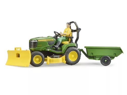 BWORLD John Deere Fűnyíró traktor pótkocsival és kertésszel