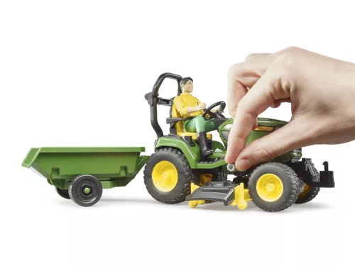 BWORLD John Deere Fűnyíró traktor pótkocsival és kertésszel