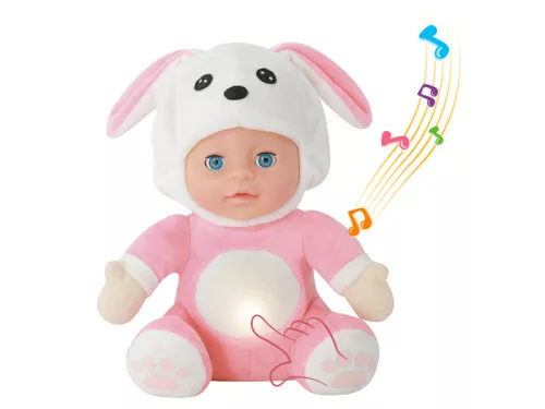 Zenélõ, világító altató nyuszi baba, 25 cm