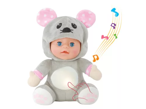 Zenélõ, világító altató egér baba, 25 cm