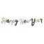 Happy New Year glitteres füzér fekete, arany, ezüst 2,5m