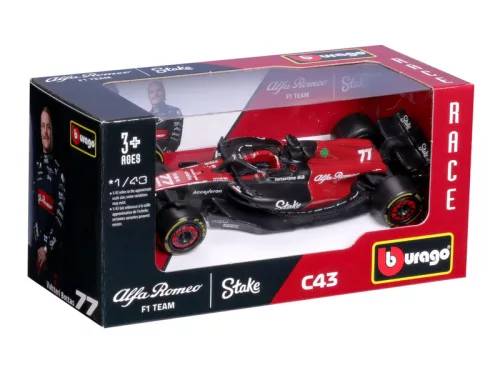 Bburago 1 /43 F1 versenyautó - Alfa Romeo Stake C43 #77 (Valtteri Bottas)