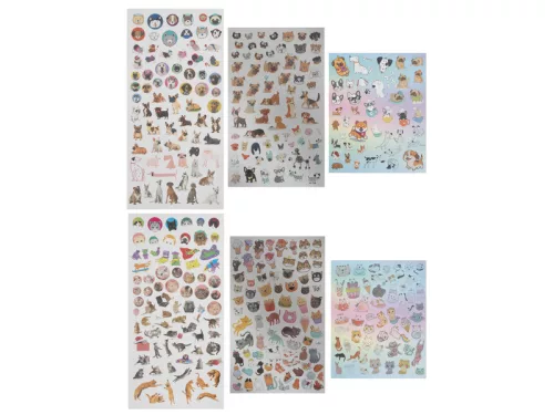 100 db-os matrica szett, kutyák és macskák, 2 féle