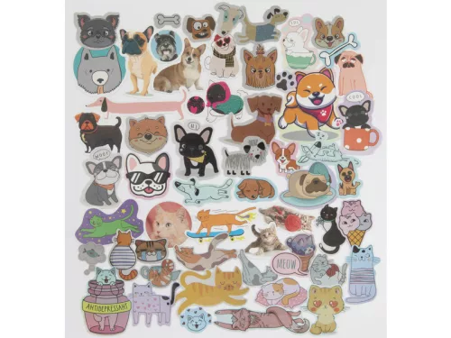 100 db-os matrica szett, kutyák és macskák, 2 féle