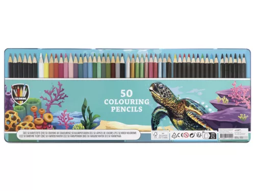 Színes ceruzák fém dobozban, 50 db