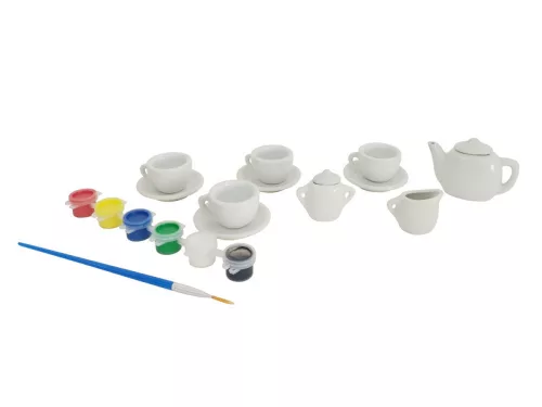 Csináld magad! Festhető porcelán teáskészlet, 15 db-os