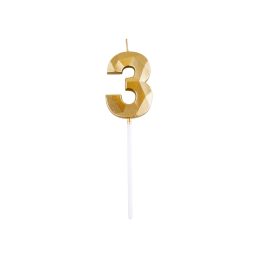 3-as elegáns számgyertya - ARANY