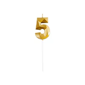 5-ös elegáns számgyertya - ARANY