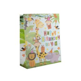 Papírtasak szülinapos állatos 26*32 cm