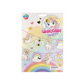 Unikornis papír girland, 3 m, 14 zászló