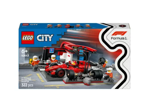 LEGO City 60443 F1-es boxutca és személyzet, Ferrari autóval