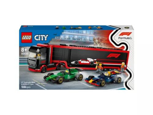 LEGO City 60445 F1-es kamion, rb20 és amr24 F1-es autókkal