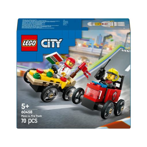 LEGO City Great Vehicles 60458 Pizzásautó vs. tûzoltóautó, versenyautós csomag