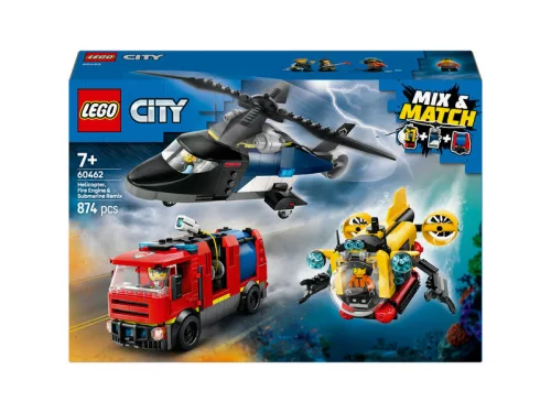 LEGO City Great Vehicles 60462 Helikopter, tûzoltóautó és tengeralattjáró egy csomagban