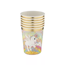 Unikornis papírpohár, 250 ml, 6 db