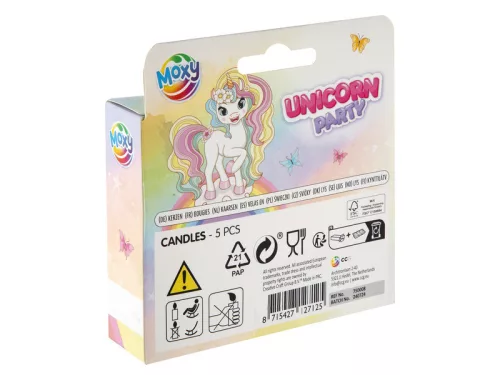 3D Unikornis gyertya, 7 cm, 5 db