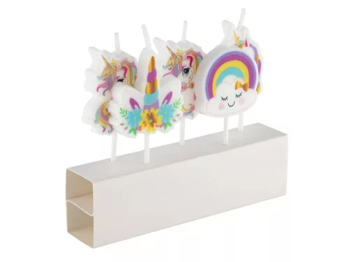 3D Unikornis gyertya, 7 cm, 5 db