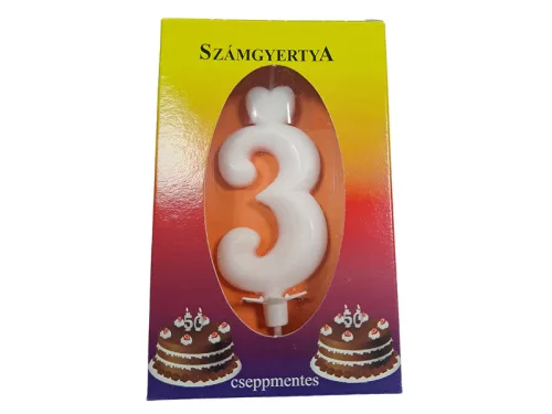 Számgyertya 3 - fehér