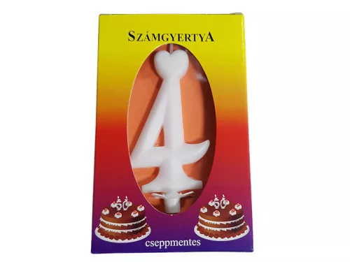 Számgyertya 4 - fehér