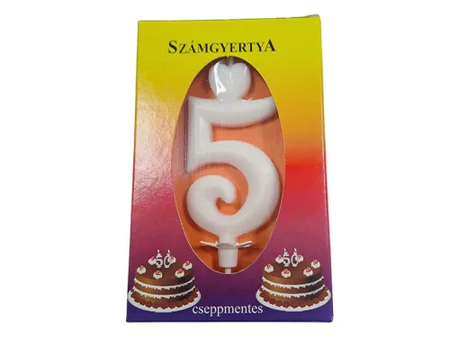Számgyertya 5 - fehér