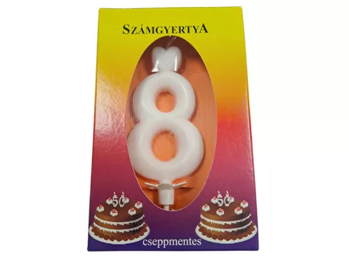 Számgyertya 8 - fehér