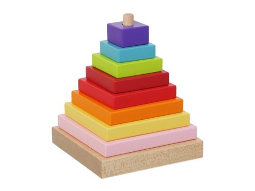 Piramis 9 darabos fa építőjáték