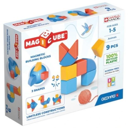 Geomag MagiCube - Állatos Mágneses Építőkocka Szett 9 db-os