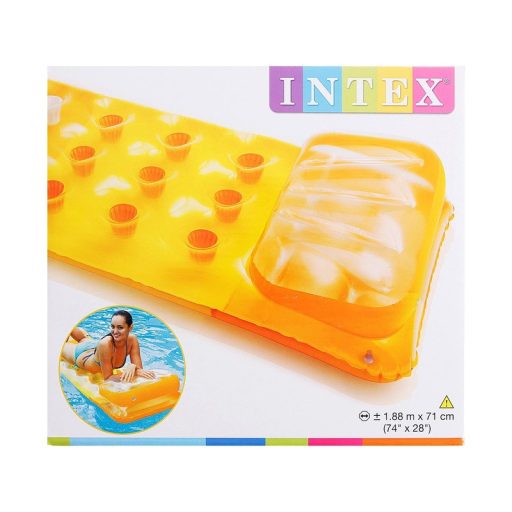 Intex-Fejtámlás színes poharas matrac fejtámlával 3 változatban
