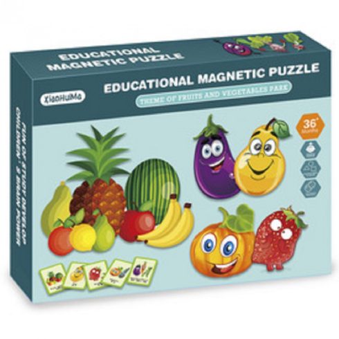 2IN1 mágneses puzzle - gyümölcsök, 49 db