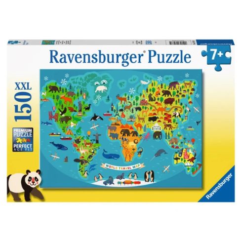 Ravensburger Puzzle 150 db - Állatos világtérkép