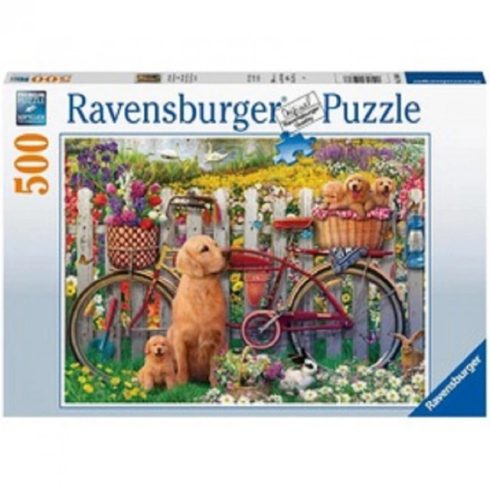 Puzzle 500 db - Kutyusok a kertben