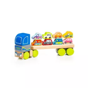 Fa kamion autószállító utánfutóval - 32 cm