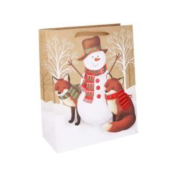 Papírtasak hóember rókákkal 18*23