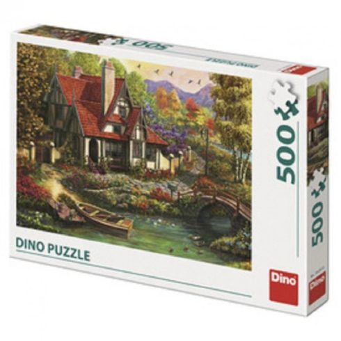 Puzzle 500 db - Ház a tónál