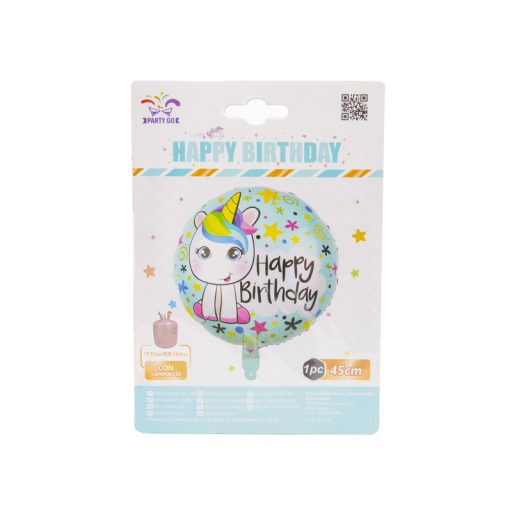 45 cm Happy Birthday fólia lufi, többféle- héliummal tölthetõ