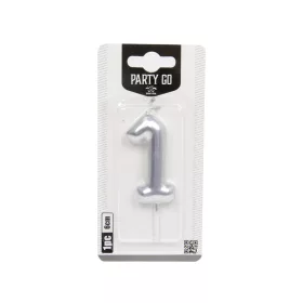 1-s szám gyertya EZÜST 6 cm