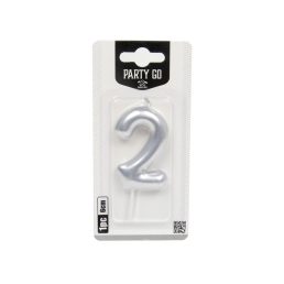 2-s szám gyertya EZÜST 6 cm