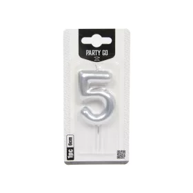 5-s szám gyertya EZÜST 6 cm