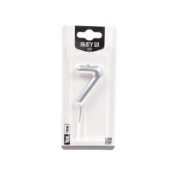 7-s szám gyertya EZÜST 6 cm